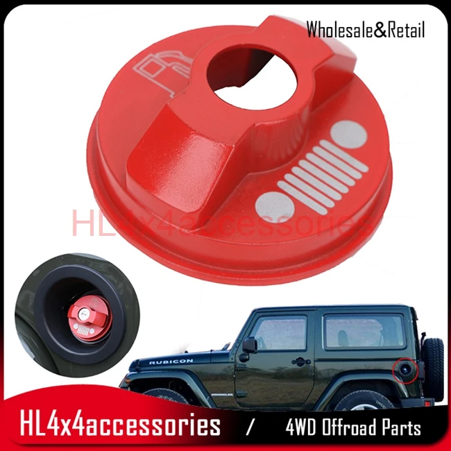 Красная металлическая крышка топливного бака для Jeep Wrangler JK Unlimited X Sport Freedom Sahara 2/4