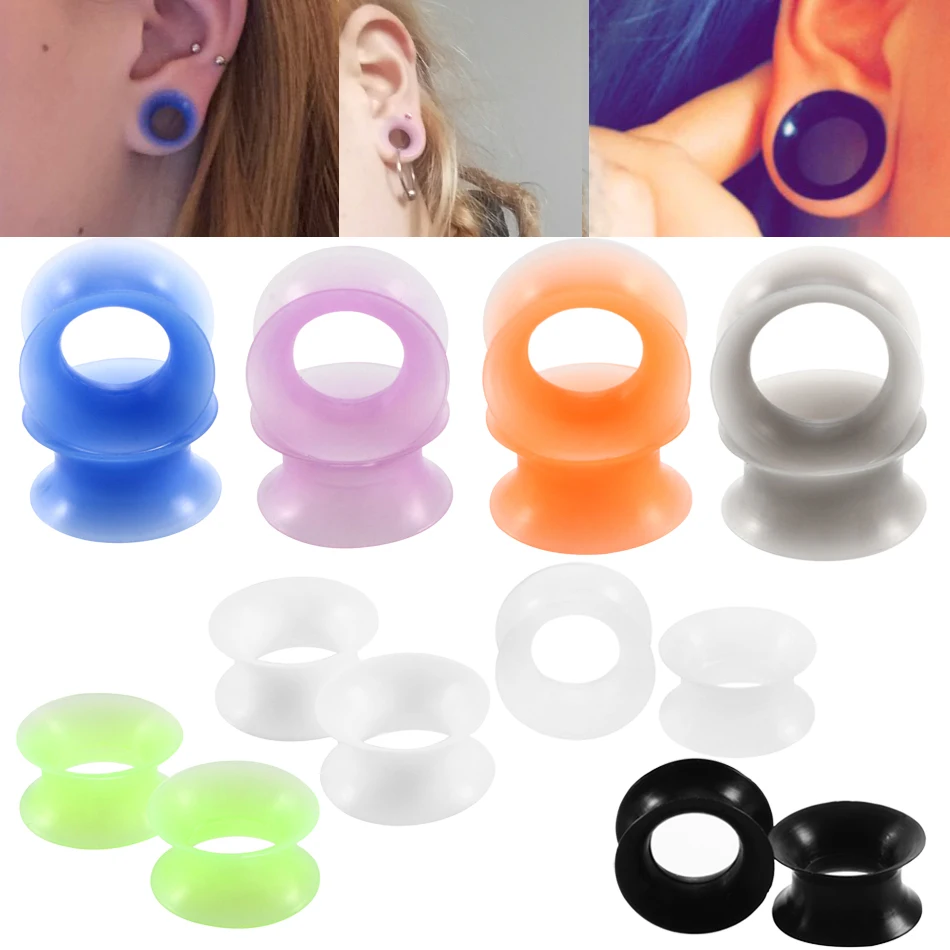 

2Pcs/lot Silicone Tunnels for Ear Flexible Flesh Ear Plugs and Tunnels Earlets Expander Stretcher Ear Dilations Piercing Jewelry