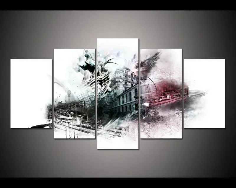 Картина маслом 5 панелей в стиле ретро | Дом и сад