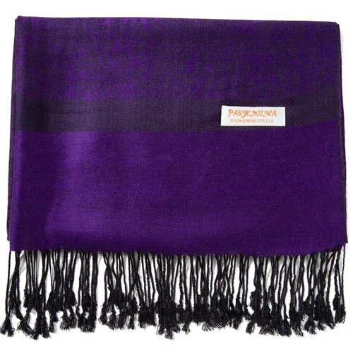72-Purple-Black Pashimina шелк Пейсли шарф Жаккард осень основы зима шаль кашемир хиджаб длинные 2 тона мягкие высокое качество подарок бордовый - Цвет: 72-Purple-Black