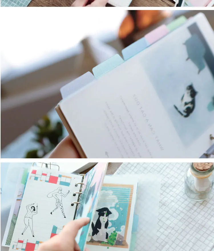 Kawaii спиральный планировщик PP разделители для Filofax notebook A5A6 планировщик милый указатель страниц полипропиленовая Закладка Личный Дневник Книга аксессуары