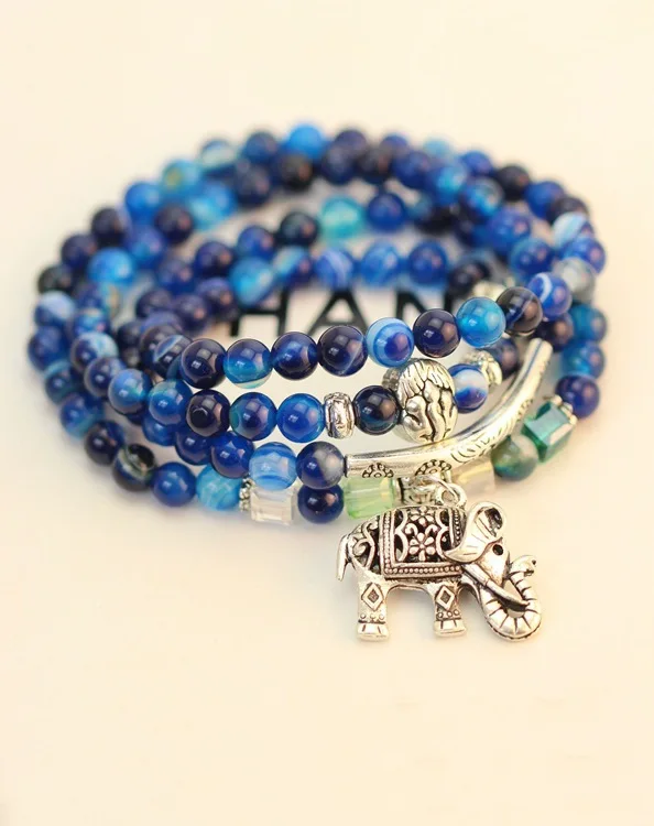 Природный Кристалл синий Изысканный Слон подвеска Multi Thai Amulets шарик из