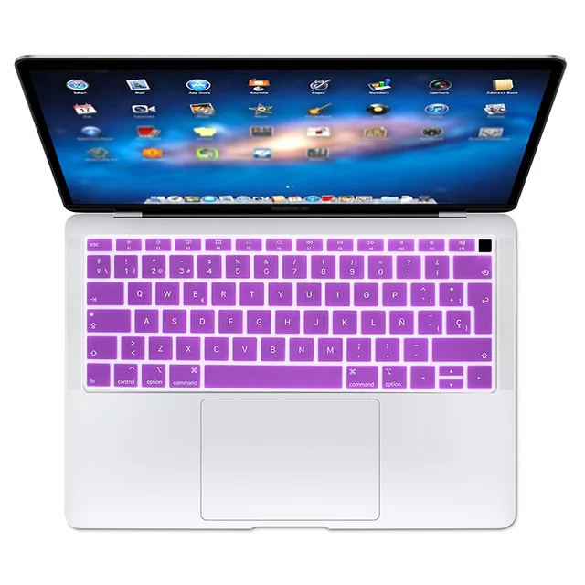 Purple Испанская клавиатура ЕС Teclado защитная оболочка для нового Apple MacBook Air 13 13,3 дюймов A1932 сенсорный отпечаток пальца - Цвет: Purple