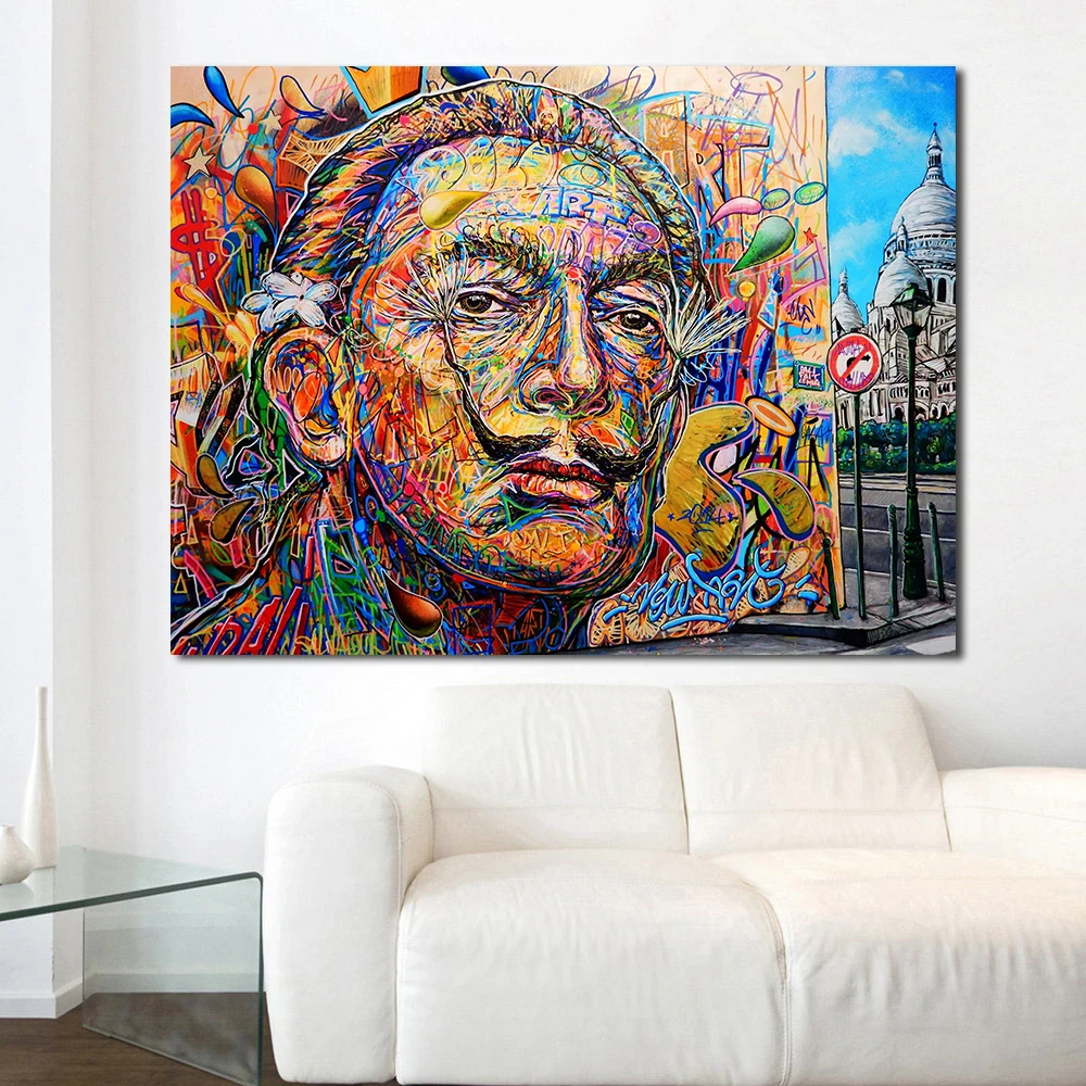 JQHYART современные картины для украшения Сальвадор Дали уличное искусство картина