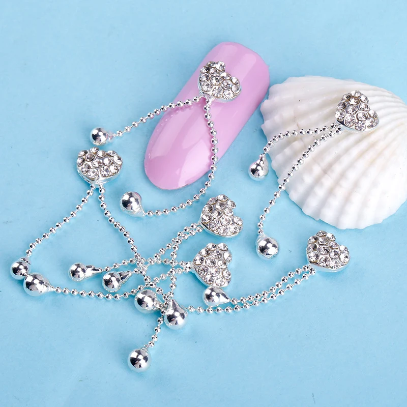 10 шт./лот 3D дизайн сердца с блестящими стразами украшения для дизайна ногтей из