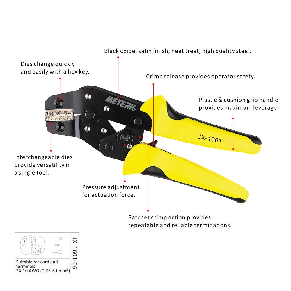 multi tool 0.25-6 mm2 Wire Crimper Engineering Ratchet Terminal Crimping Plier Bootlace Ferrule Tool Cord End Terminals | Инструменты