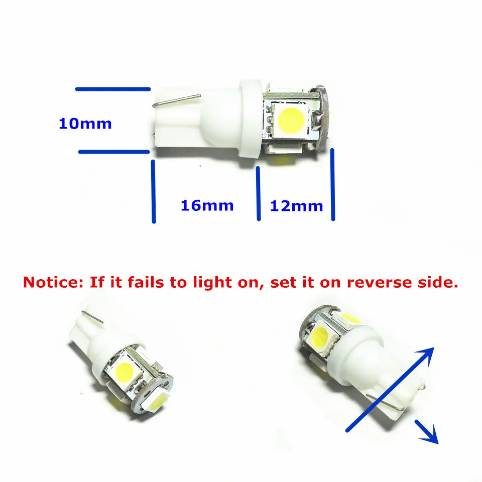 Светодиодная лампа для автомобиля 12 В 1 пара T10(5*5050 SMD) W5W W2.1X9.5d чтения сигнала