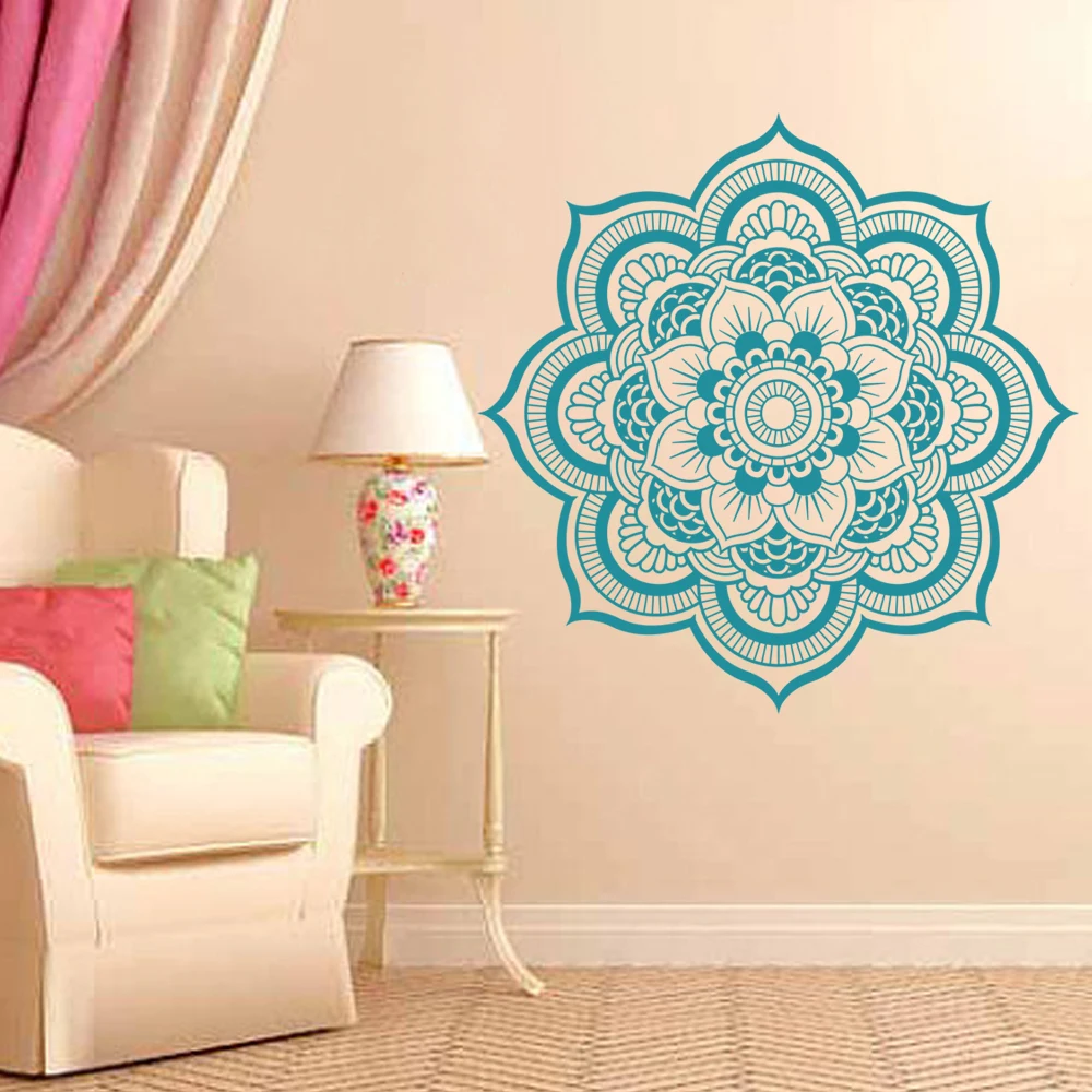 Цветок на стены виниловые Стикеры Йога цветок Менди Индейская мандала наклейка