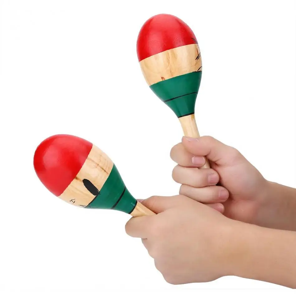 1 пара деревянных maracas прочный большой 25 см музыкальный образовательный инструмент игрушка для детей Дети maraca