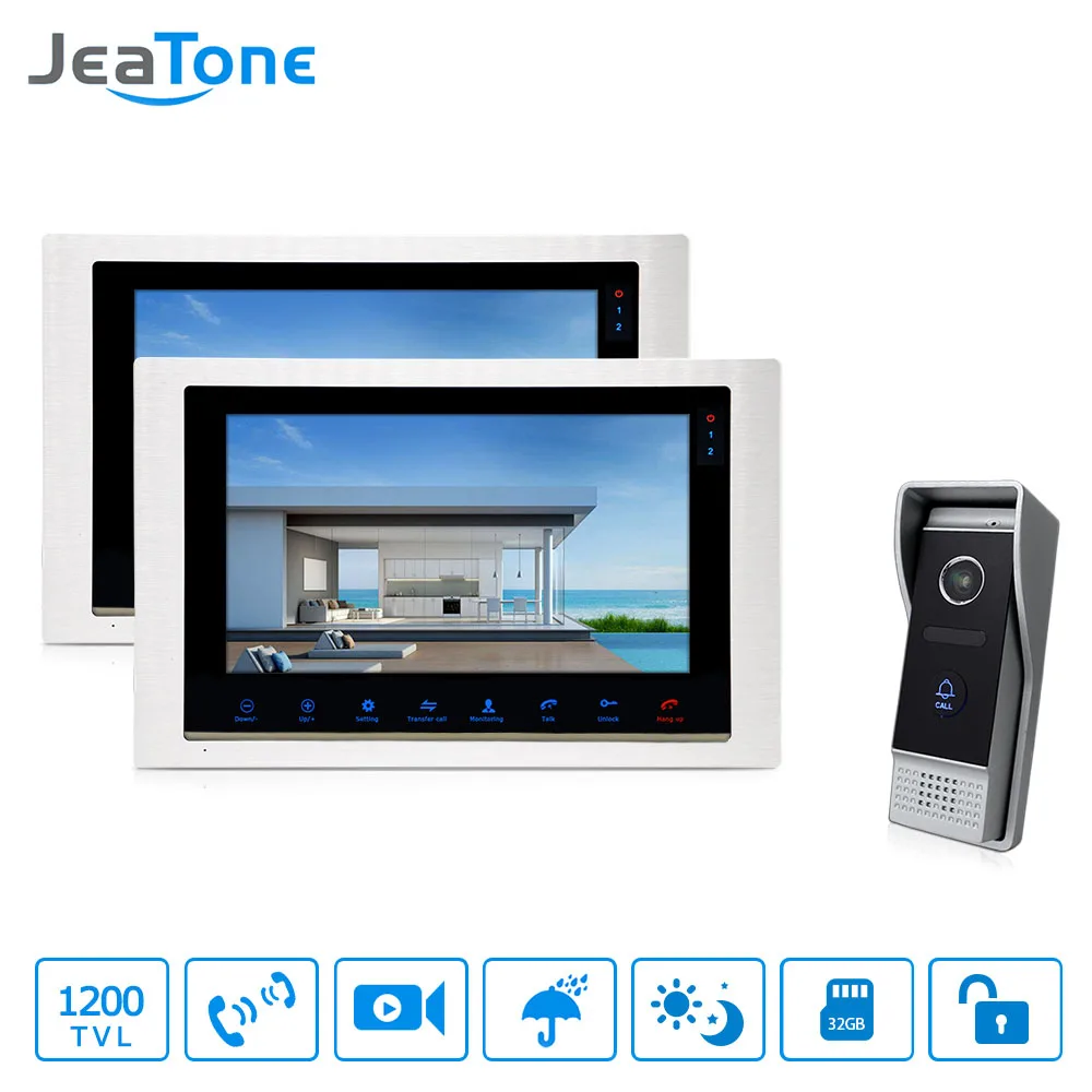 JeaTone 10 ''Проводной видео домофон домашняя запись и фото памяти сенсорная