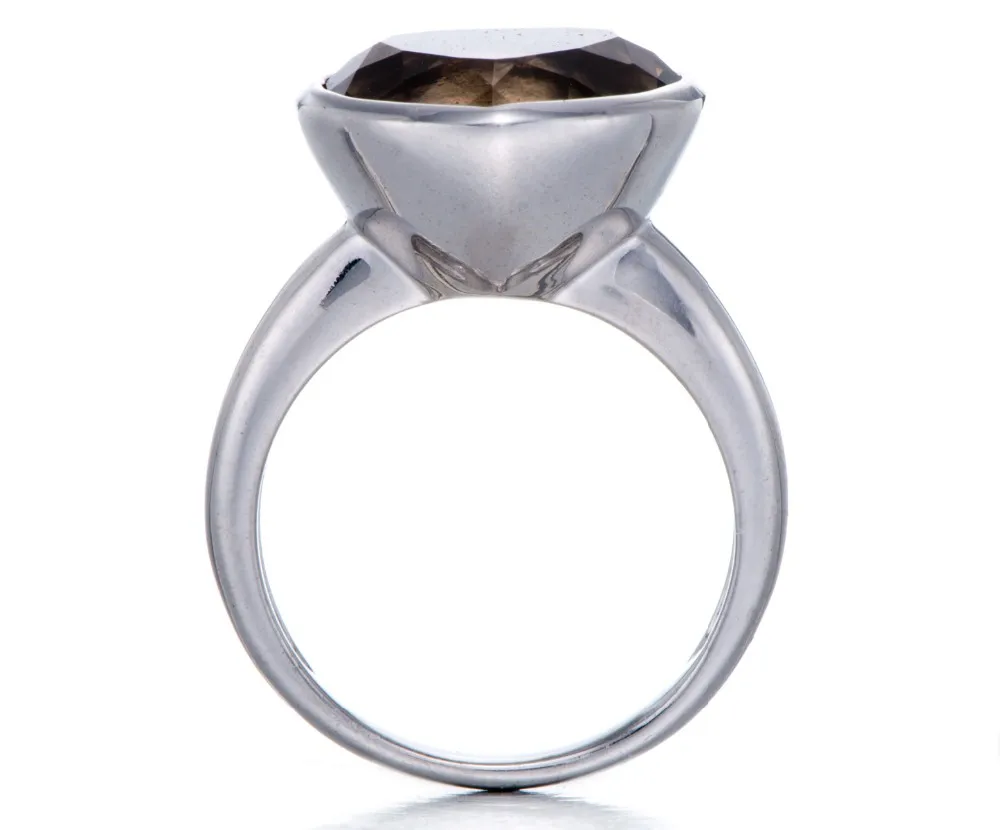 Hutang 7.75ct Натуральный дымчатый кварц драгоценный камень серебро 925 пробы кольцо для Для женщин леди Изысканные Мода камень ювелирного лучший подарок