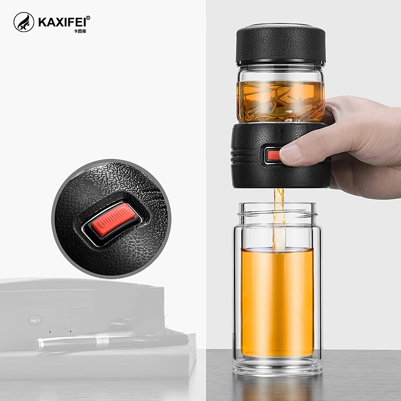 KAXIFEI портативный автомобильный стакан двухслойные Стеклянные бутылки для воды