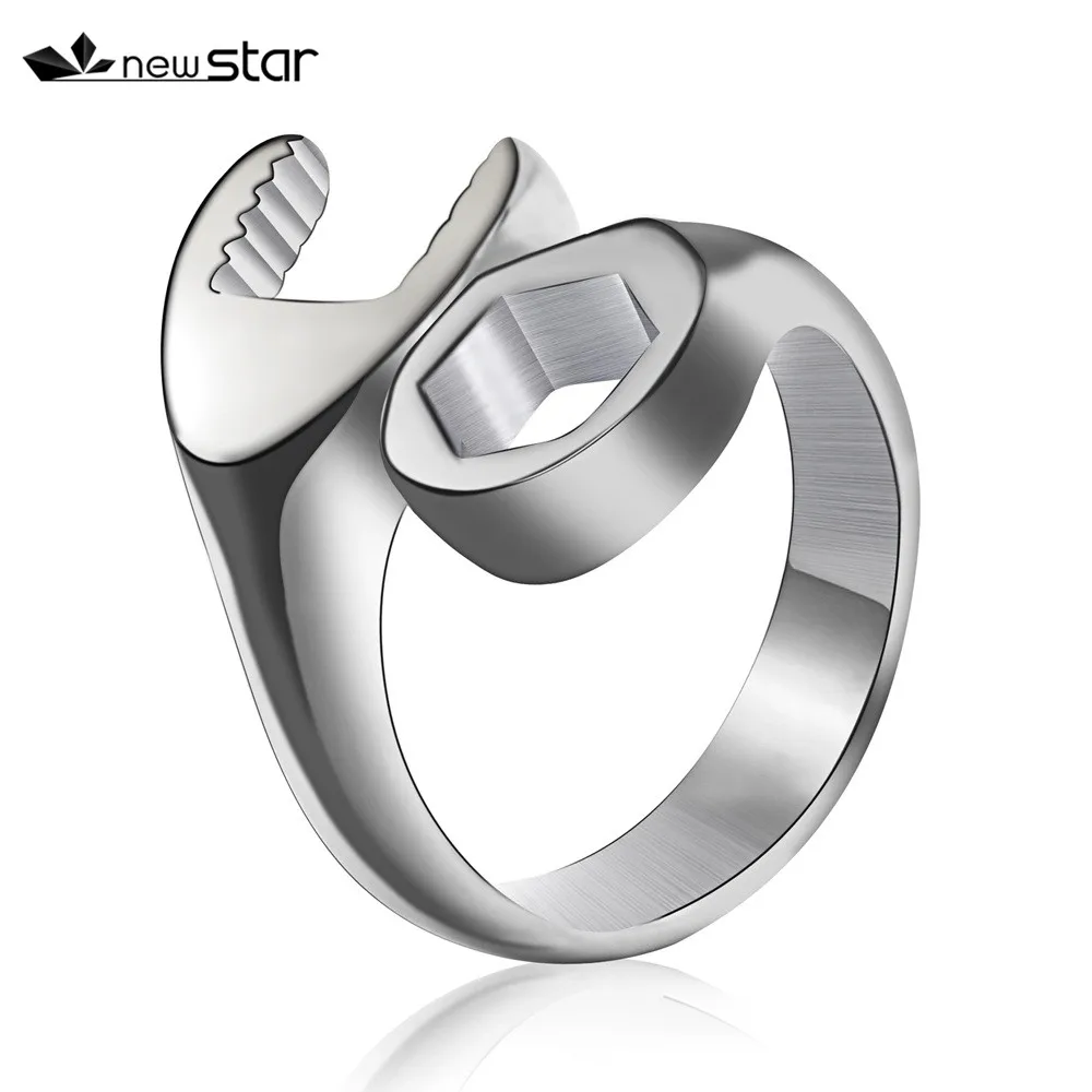 Модный крутой мужской гаечный ключ с кольцом механика из нержавеющей стали