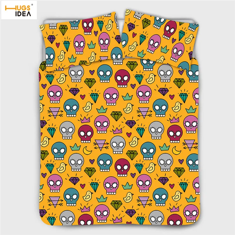 HUGSIDEA Винтаж Стиль постельное белье в стиле ретро панк с принтом черепа домашний