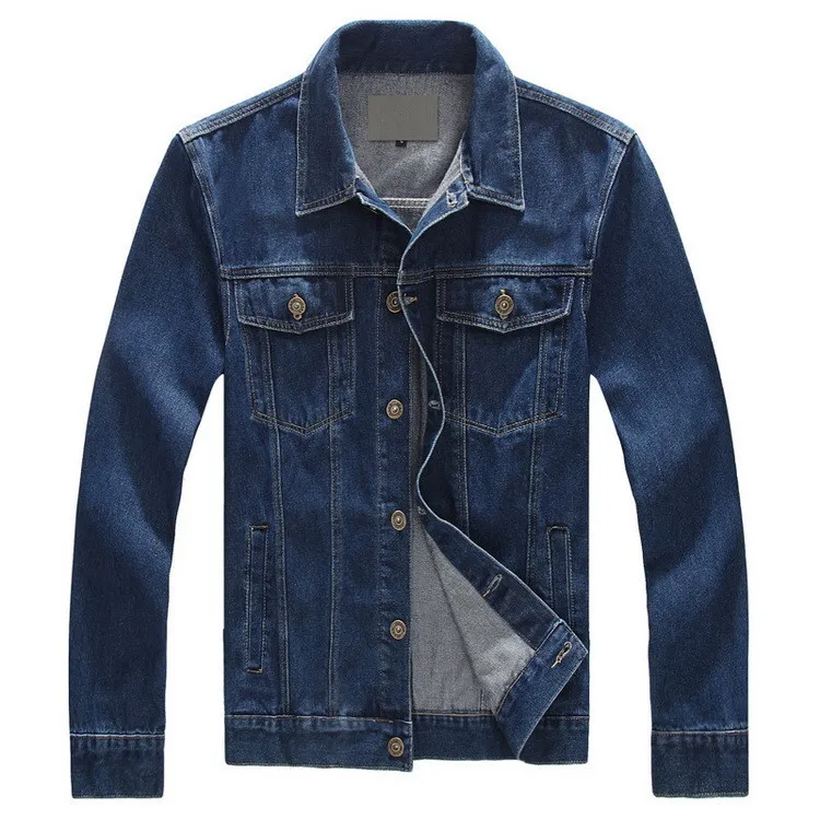 

2019 Spring Plus Size 8XL Denim Jacket Single Breasted Loose Jeans Jackets Male Vintage Dark blue Jeans Jacket Overcoat 061902