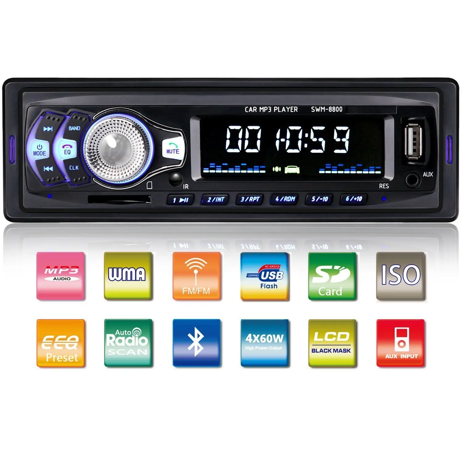 Автомобильный стерео аудио Радио MP3 плеер FM SD TF USB AUX вход 1 Din с Bluetooth mp3 bluetooth fm