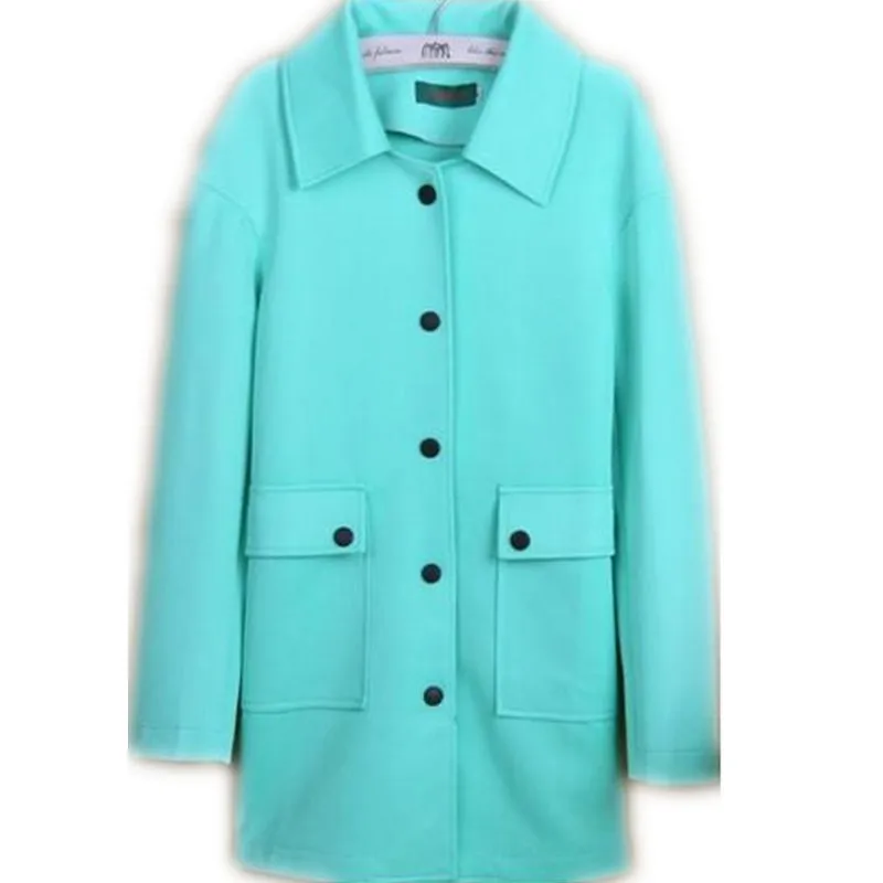 Новое поступление осенне зимний Хлопковый тренч женское бирюзовое Свободное