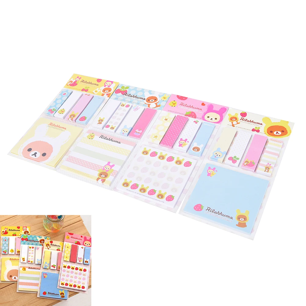 Korea Stationery Rilakkuma Cute Cartoon Bear Sticky Notes Post Memo Pad School Supplies Planner Stickers Paper Bookmarks | Канцтовары