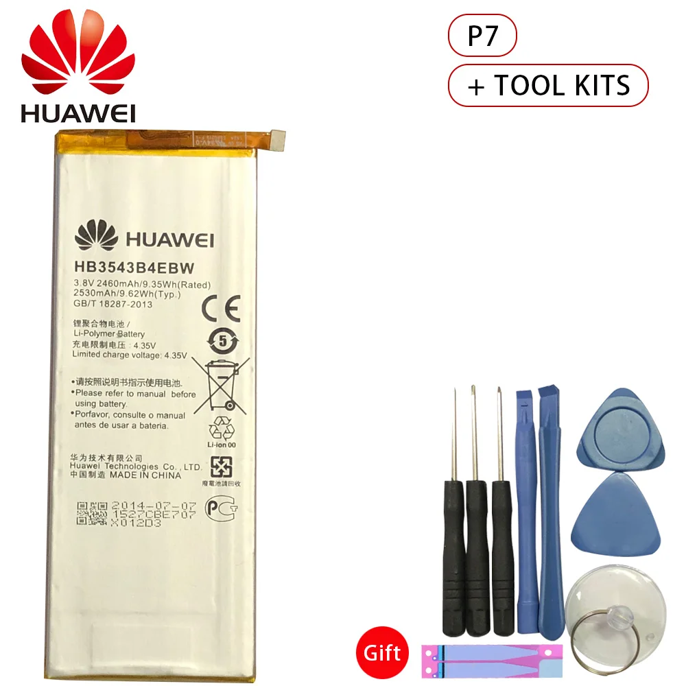 Оригинальный аккумулятор для телефона Hua Wei HB3543B4EBW Huawei Ascend P7 L07 L09 L00 L10 L05 L11 2460 мАч