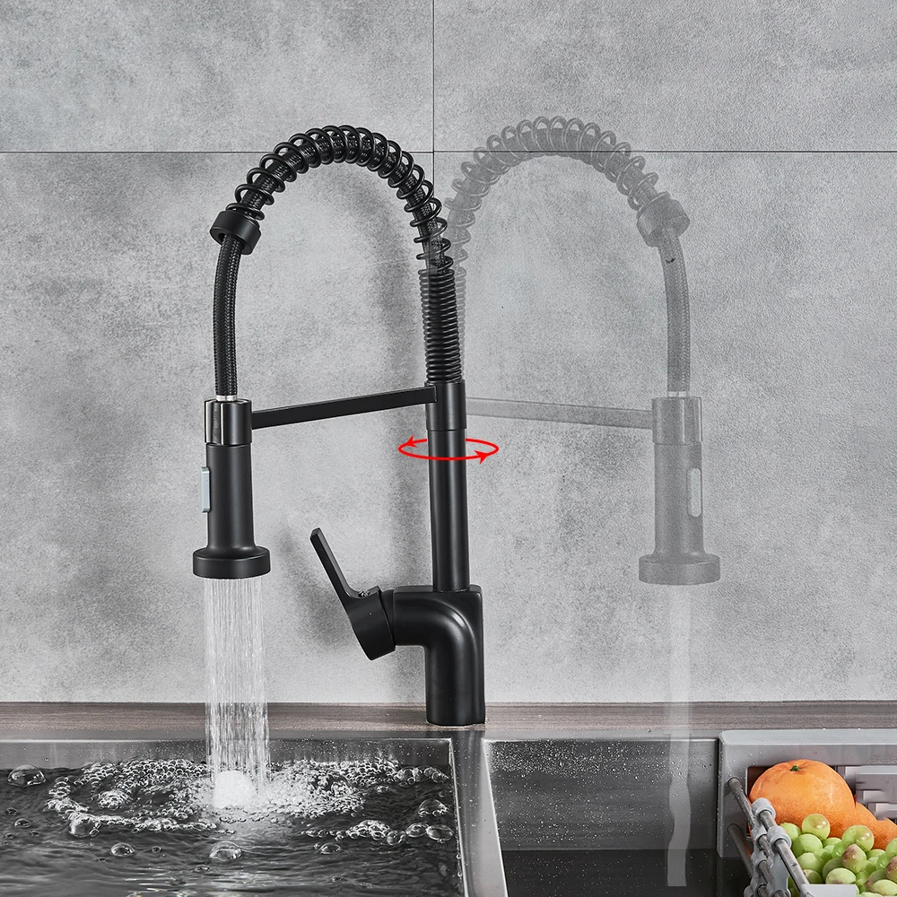 Uythner черный/матовый кухонный кран смеситель для горячей и холодной воды весенней