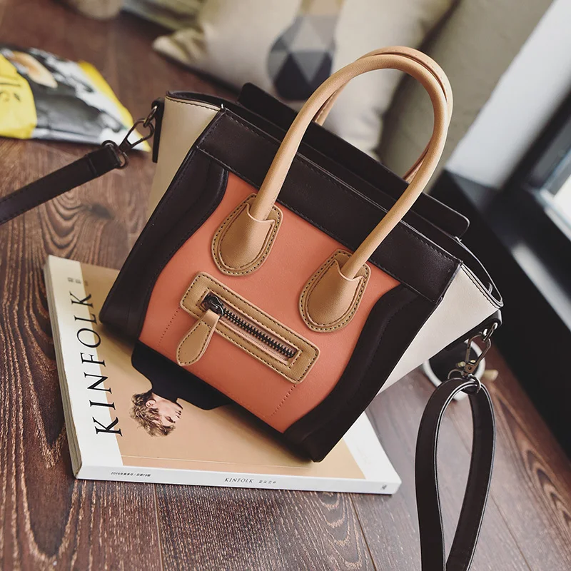 Bolsos Mujer, трапециевидная смайликовая сумка, роскошная Брендовая женская сумка из искусственной кожи, сумка через плечо от известного дизайнера, сумки через плечо - Цвет: Orange