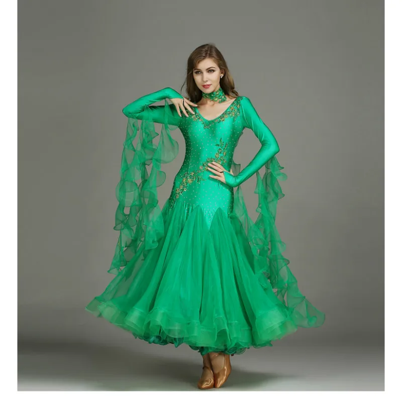 Юбка для современных танцев женское платье бальных новый костюм со стразами на