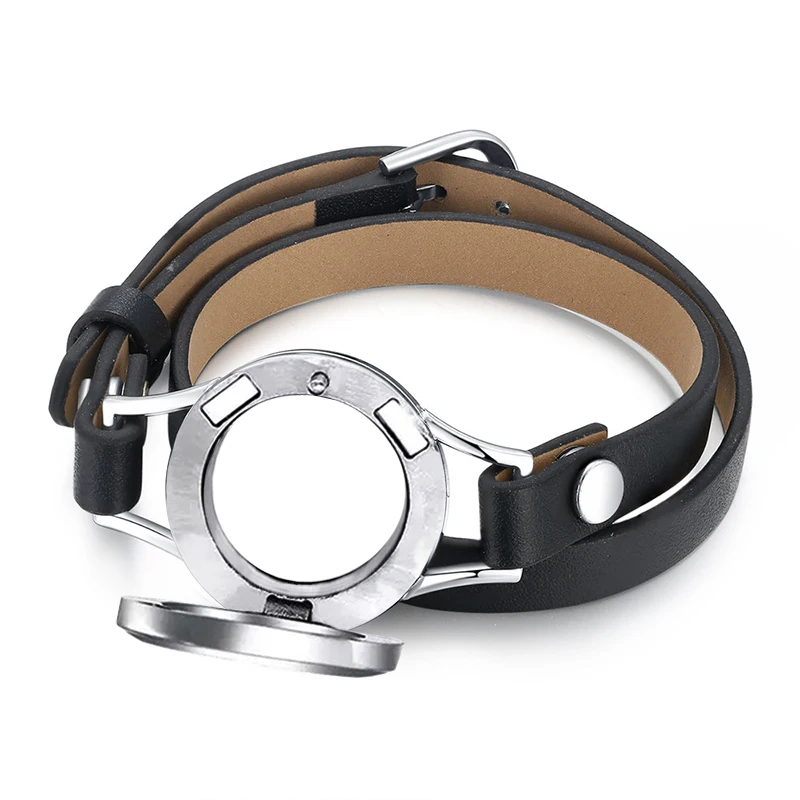 URSJEWELRY 316L нержавеющая сталь 25 мм Серебряный Магнитный медальон живой медальон памяти плавающие медальоны с браслет из натуральной кожи