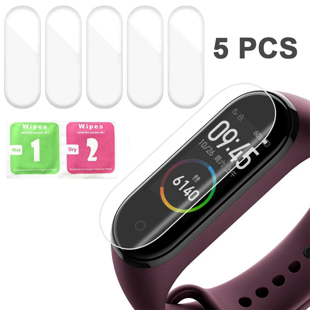5 шт. мягкая защитная пленка для смарт-часов Mi Band 4 | Электроника