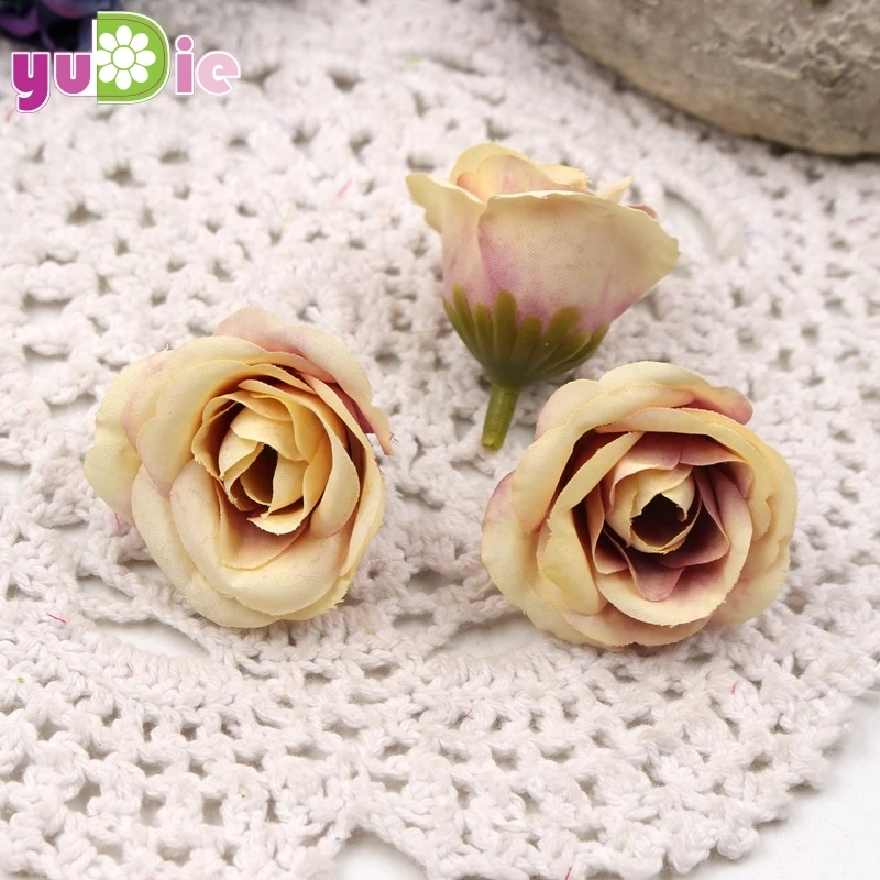 100 шт. 4 см искусственный цветок Шелковая Роза украшение для свадебной вечеринки
