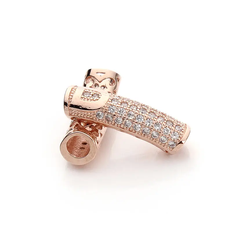 19mm Length Micro Pave Hollow Rhinestone Beads for Bracelets Bending Crystal Connector DIY Jewelry Material F3191 | Украшения и