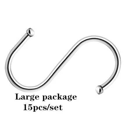 Large package 15pcs Крюк s-типа из нержавеющей стали, железный крюк s, кухонный крючок, бытовые металлические крючки зажима, доска с зажимом - Цвет: Large package 15pcs