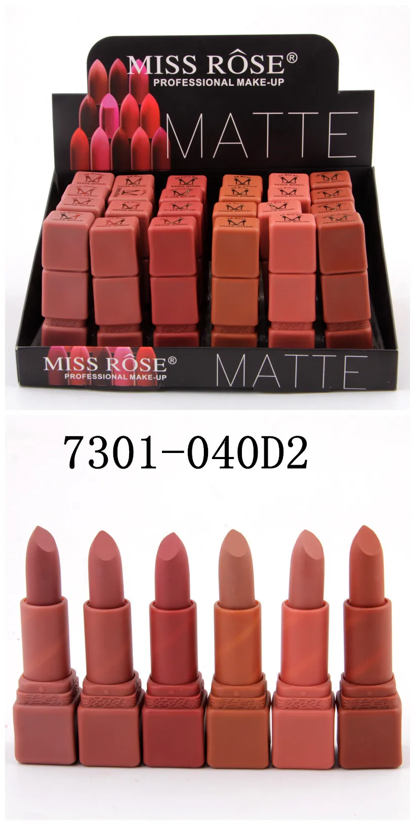 MISS ROSE 24 шт. в одном наборе матовая губная помада легкая в цвет губная помада легкий макияж Подставка для косметики