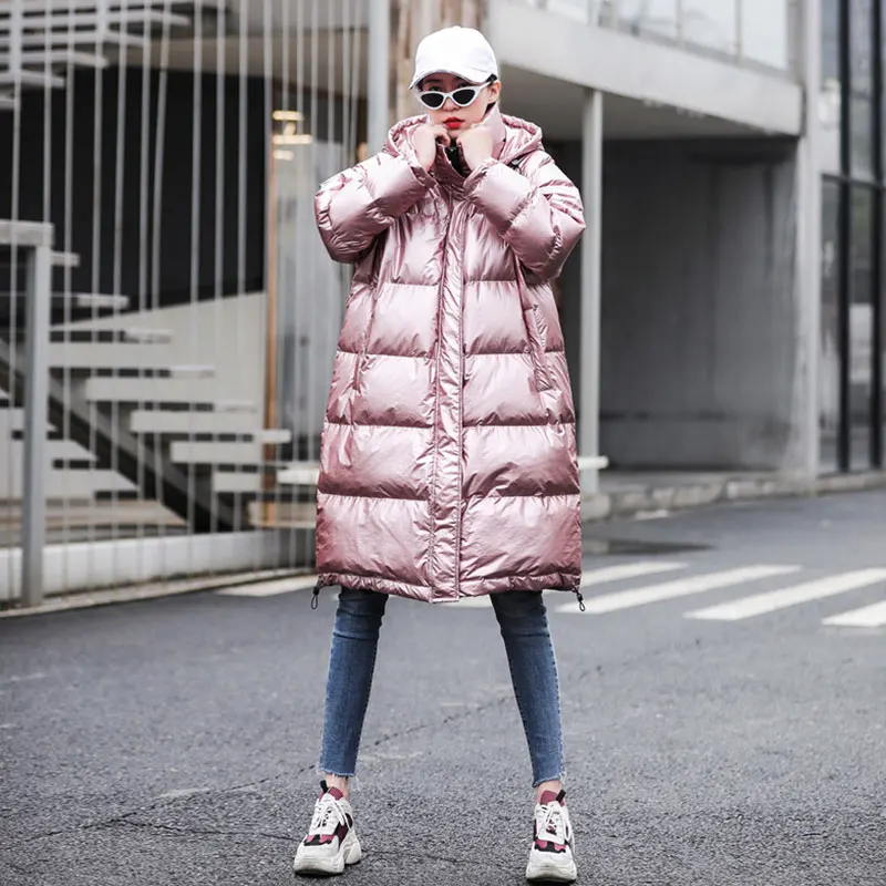 Pink Модные яркие куртки, зимнее женское хлопковое пальто, женская парка, верхняя одежда с капюшоном, теплая Женская Стеганая куртка средней длины T340 - Цвет: Pink