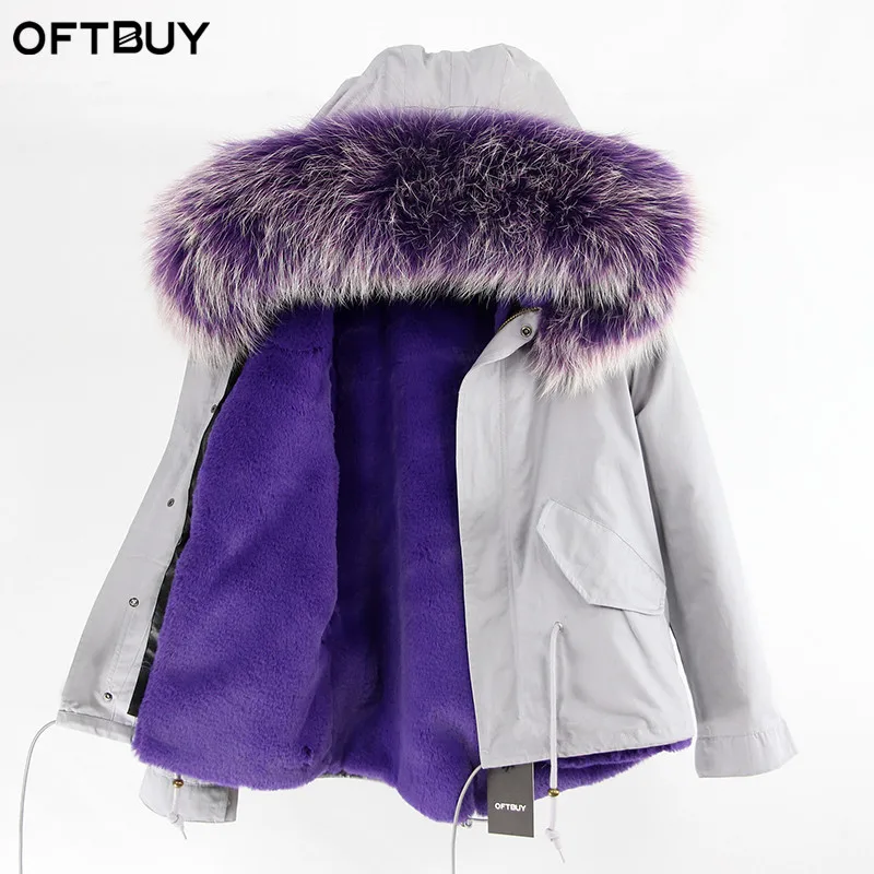 OFTBUY, серые парки, зимняя куртка для женщин, зимнее пальто, женская парка, пальто с натуральным мехом енота, воротник с капюшоном, теплая плотная - Цвет: 7