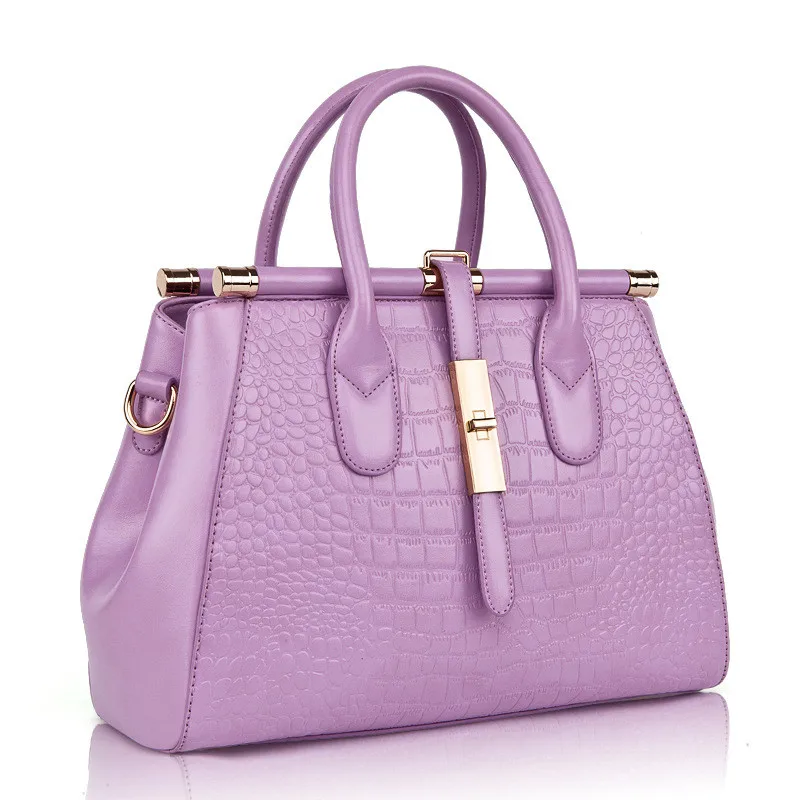 Женская сумка тоут из натуральной кожи под крокодила|leather handbags vietnam|leather metallic