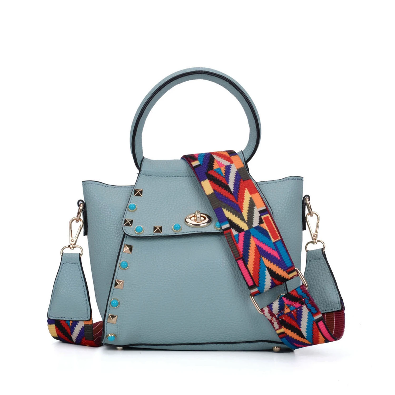 ZIWI Брендовая женская маленькая сумка с широким ремешком и заклепками Bolsa Feminina