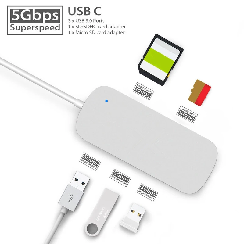 5 в 1 USB 3 0 концентратор для TF/SD Card Reader сплиттер Usb адаптер Аксессуары ноутбука hab usb