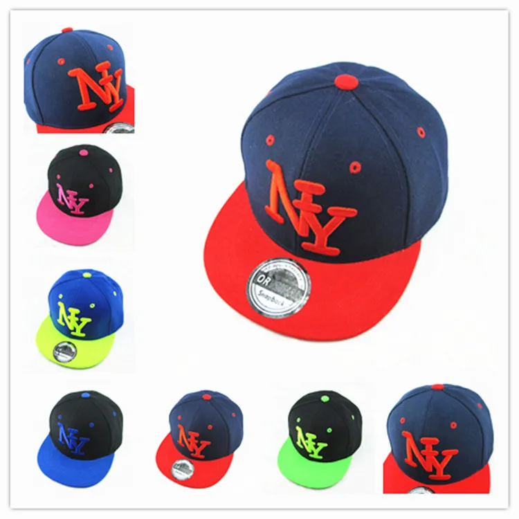 Новое поступление NY дети snapback мультфильм Вышивка хлопок Бейсбол Кепки Обувь для