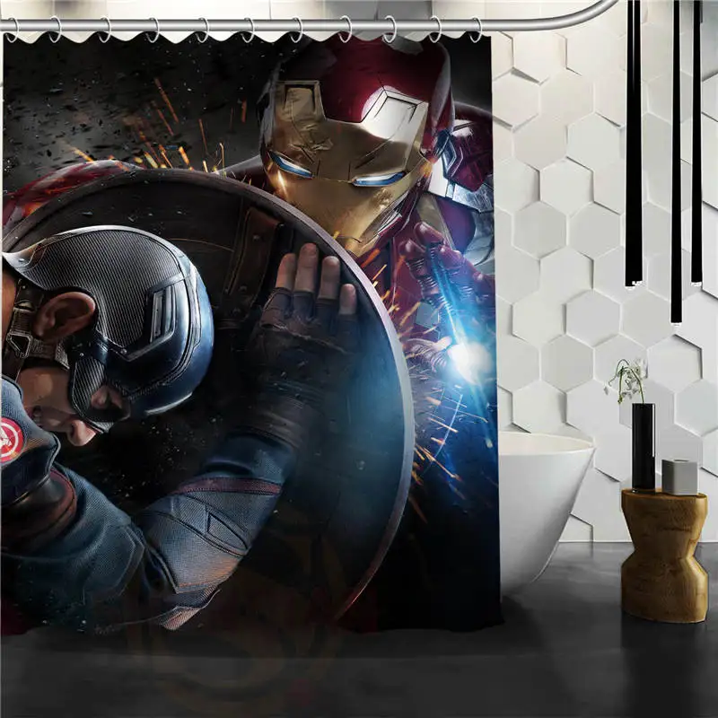 Многоцветный Пользовательские Мстители, Marvel hero занавески для душа Новые Большие европейские и американские большие идеи печать издание полиэстер занавески для ванной - Цвет: Многоцветный