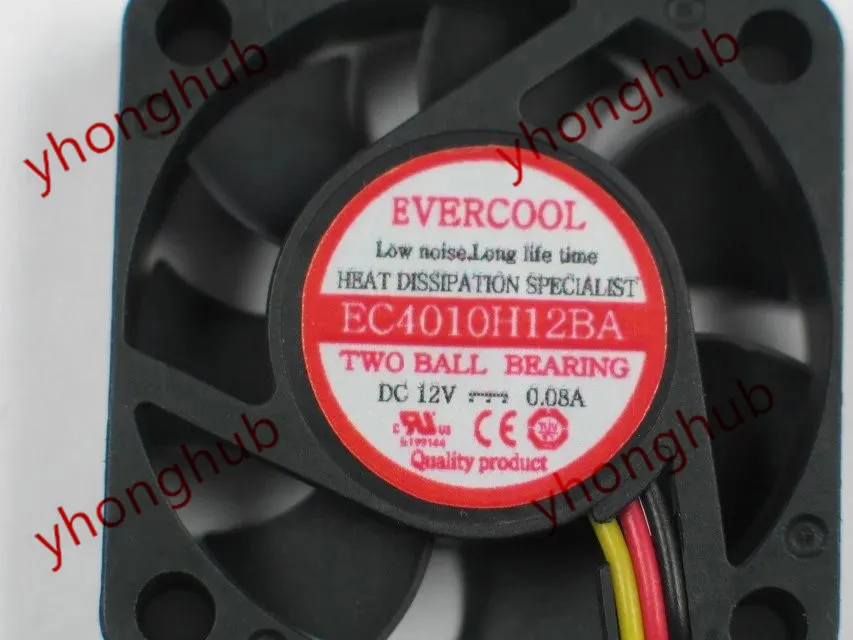 Вентилятор охлаждения сервера EVERCOOL EC4010H12BA DC 12 В 0.08A 3 провода 40x40x10 мм|cooling fan|60mm cooling