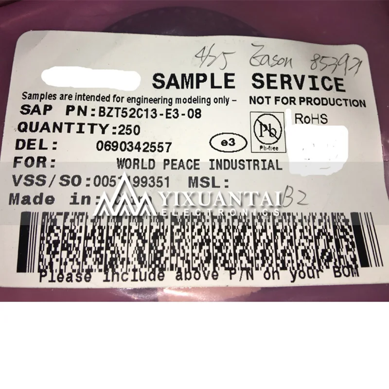 

10PCS/LOT 50pcs/lot 100pcs/lot 3000PCS/LOT Free shipping original BZT52C13-E3-08 BZT52C13 SOD123