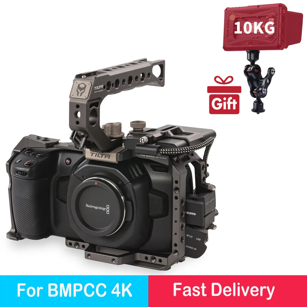 Tilta BMPCC 4 K/6 k клетка TA-T01-B-G Полная Клетка SSD диск держатель верхняя ручка для BMPCC 4 K/6 K камера Базовый комплект(цвет Tilta серый