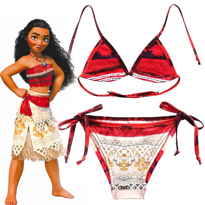 2018 new Moana trolls baby girl biquini one piece moana Cartoon swimming Bathing Suit Swim Wear Bikini Girls 4-10Y | Детская одежда и