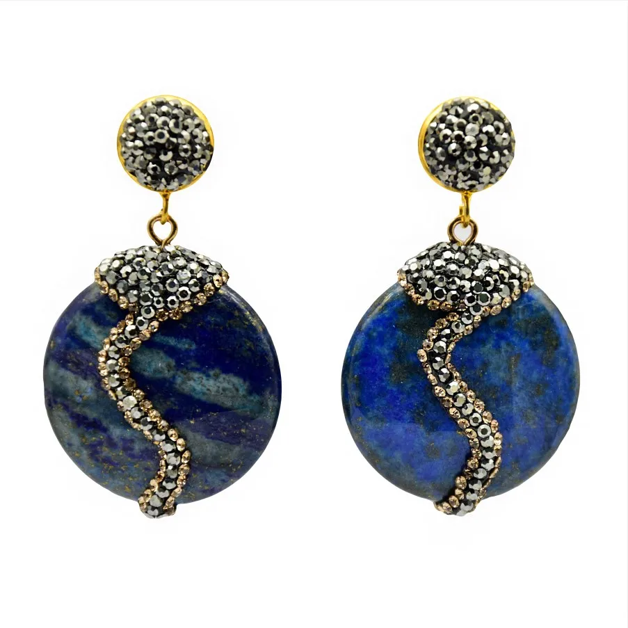 Blue YM SHIPIN серьги из природного камня для женщин Роскошные круглые свободные модные серьги ювелирные изделия Новая девушка висячие серьги - Окраска металла: Blue