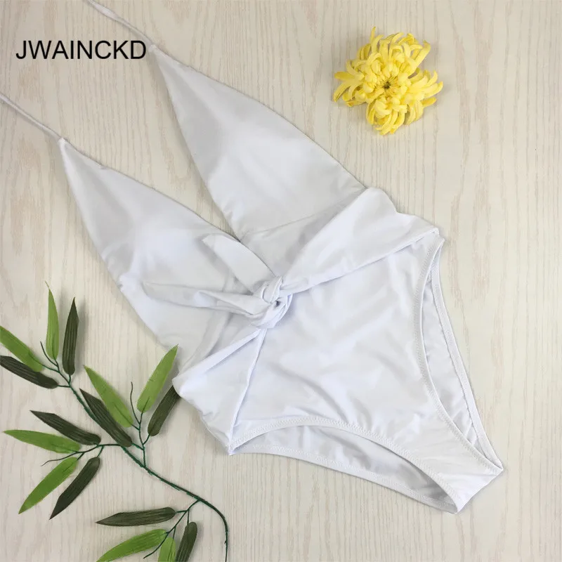 

JWAINCKD комплект бикини с глубоким v-образным вырезом, купальник для женщин, завязанное спереди на узел, купальник с подкладкой, Женский одното...