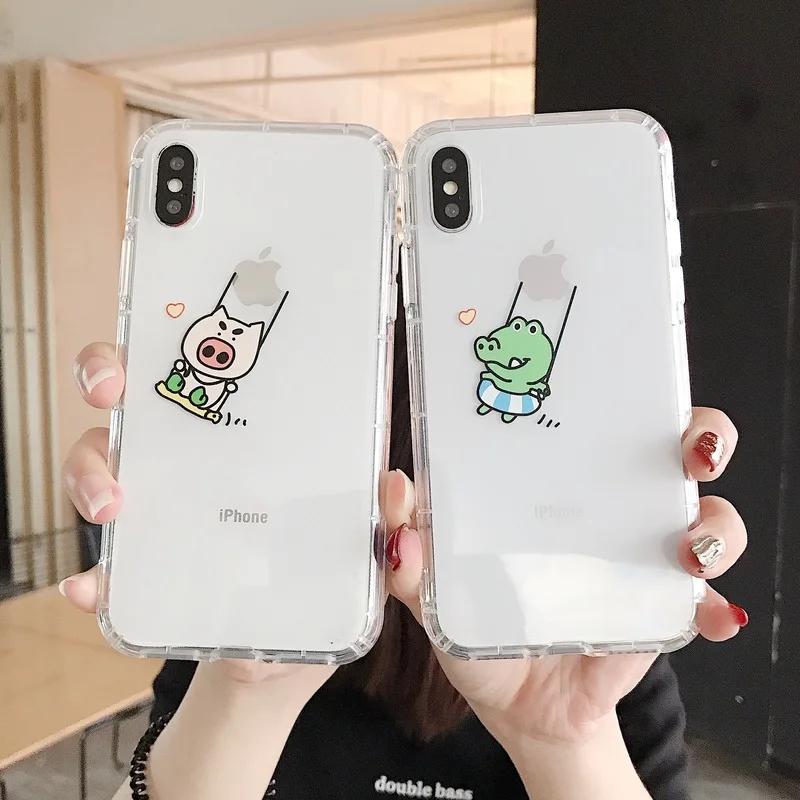 Роскошный прозрачный окрашенный чехол для телефона iphone 7 8 plus xs max четырехугольный