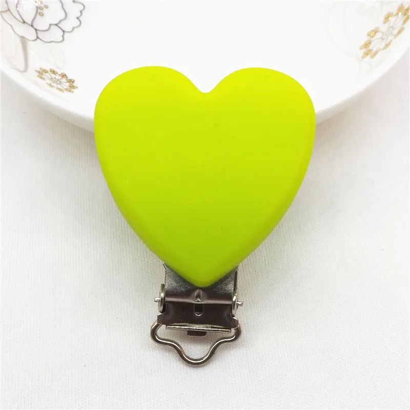 Chartreuse Chenkai 20 шт без БФА, силиконовый зажим для сердца DIY детское кольцо для соски цепочка для прорезывателя Держатель Зажимы пустышка для младенца игрушка аксессуар - Цвет: Chartreuse