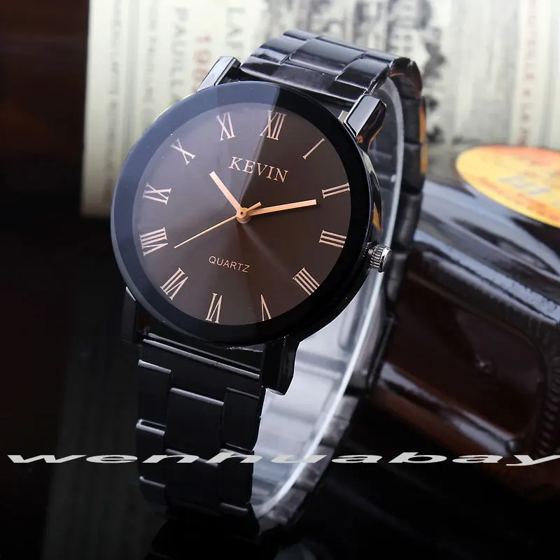 Q1271 BLACK Кевин дизайн женские часы модные черные Круглый циферблат нержавеющая сталь Ремешок кварцевые наручные часы мужские подарки relogios feminino - Цвет: Q1271 BLACK