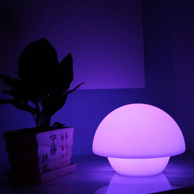 

D20*H18cm 16 Color Glowing in dark Cordless decor mushroom lighting Multi color led restaurant table lamps Free shipping 1pc