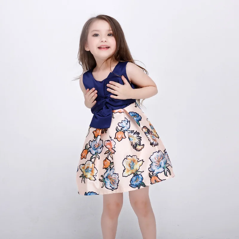 Spring and summer girls dress Children Girls Dress Print Ball Gown Fashion Wedding Party Kids Dresses YWA-86027 | Детская одежда и
